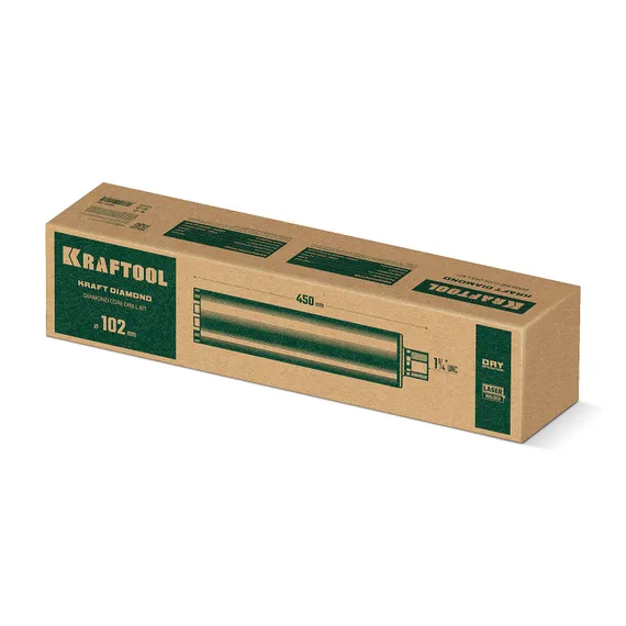 KRAFTOOL DIAMOND 102 мм (450 мм, 1 1/4″, лазерная сварка сегментов), Алмазная Коронка по железобетону (29825-102)