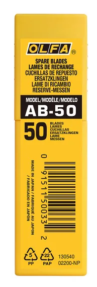 OLFA 9 мм, 50 шт, в пластиковом кейсе, сегментированные лезвия (OL-AB-50)
