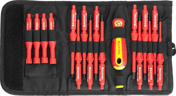 KRAFTOOL Х-Drive Electro, 18 предм, набор высоковольтных отверток (220092-H18)