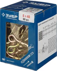 ЗУБР 8 х 40 мм, 60 шт, анкерный болт с кольцом, Профессионал (302392-08-040)
