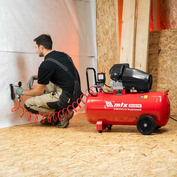 Компрессор воздушный КК-2200/100, 2,2 кВт, 350 л/мин, 100 л, прямой привод, масляный MTX
