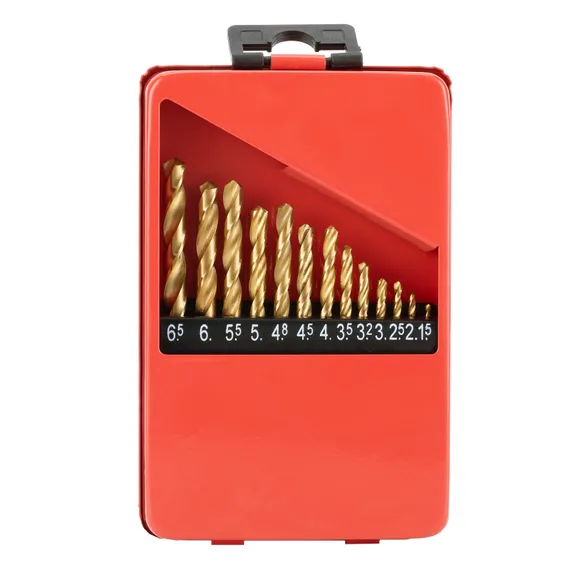 Набор нитридтитан. сверл по металлу, 1.5-6.5 мм (через 0.5 мм+3.2мм 4.8 мм) НSS 13 шт Matrix