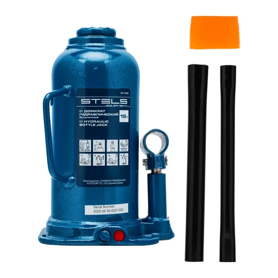 Домкрат гидравлический бутылочный, 16 т, h подъема 227-457 мм Stels