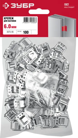 ЗУБР Кляймер, 6 мм, цинк, 100 шт, крепеж для вагонки (3075-06)