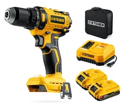 Бесщеточная дрель-шуруповерт, STEHER 20 В, 65 Н·м, 2 АКБ LMS (2 А·ч), сумка (CB-65-22)