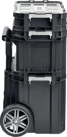 KETER SMART ROLLING, 564 х 373 х 700 мм, (22″), набор пластиковый ящик-тележка + ящик для инструментов + ящик органайзер (38390-22)