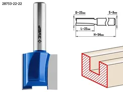 ЗУБР 22 x 22 мм, хвостовик 8 мм, фреза пазовая прямая, Профессионал (28753-22-22)