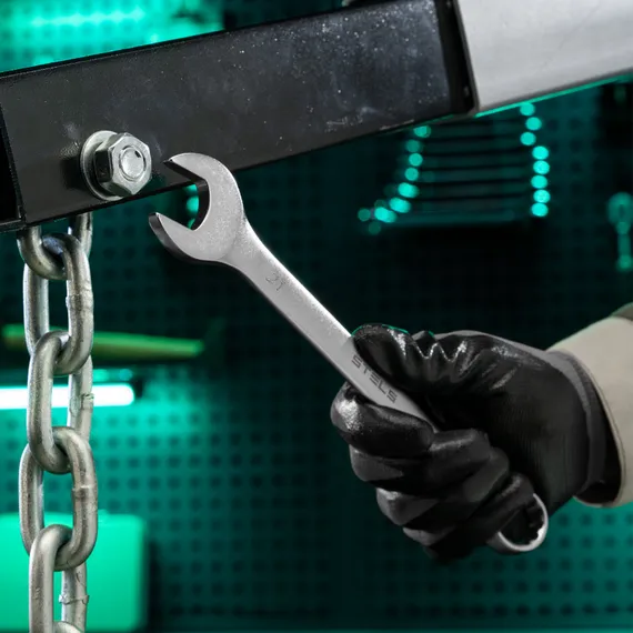 Ключ комбинированный, 21 мм, CrV, матовый хром Stels