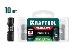 KRAFTOOL Impact TX 40, 25 мм, 10 шт, ударные биты (26195-40-25-S10)