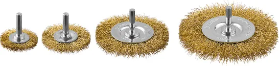 ЗУБР 38/50/75/100 мм, витая латунированная, стальная проволока, набор дисковых щеток крацовок для дрели, Профессионал (3521-H4)