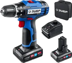 Дрель-шуруповерт, ЗУБР 12 В, 40 Н·м, 2 АКБ тип Т7 (4 А·ч), сумка, Профессионал (DL-121-42)