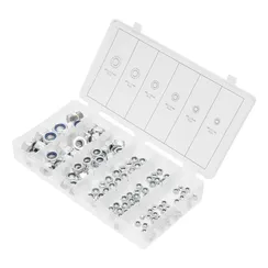 Набор гаек М4, М5, М6, М8, М10, М12, самоконтрящиеся, с Нейлоновой вставкой, 146 предметов Сибртех