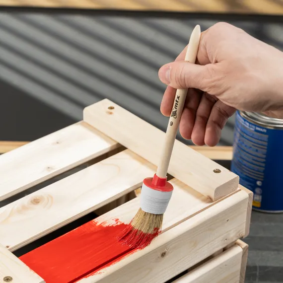 Кисть круглая № 6 (30 мм) натуральная щетина, деревянная ручка MTX