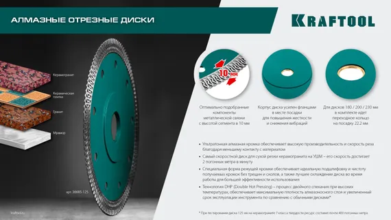 KRAFTOOL ULTRA-THIN 125х1.2 мм ультратонкий алмазный диск (36685-125)