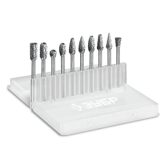 ЗУБР 10 шт набор борфрез твердосплавных, хв-к 3 мм, ПРОФЕССИОНАЛ (28816-H10)