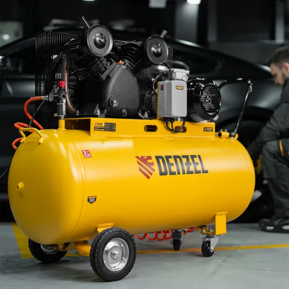 Компрессор воздушный BCI3000-T/200, ременный привод , 3.0 кВт, 200 литров, 530 л/мин Denzel