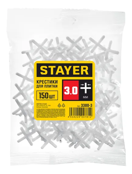 STAYER 3 мм, 150 шт, крестики для плитки (3380-3)