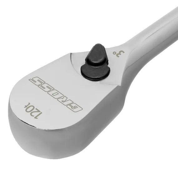 Ключ-трещотка 3/8", CrV, 120 зубьев, цельнометаллический, хром Gross