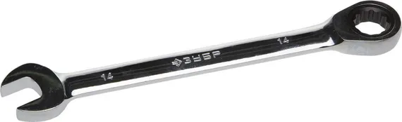 ЗУБР 14 мм, Комбинированный трещоточный гаечный ключ, Профессионал (27074-14)