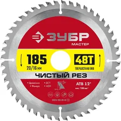 ЗУБР Чистый рез, 185 x 20/16 мм, 48Т, пильный диск по дереву (36914-185-20-48)