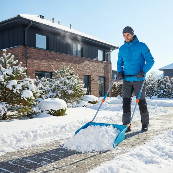 GRINDA TELESCOPIC, снеговой движок (скрепер), с телескопической ручкой, пластиковый ковш 760м, PROLine (39943)