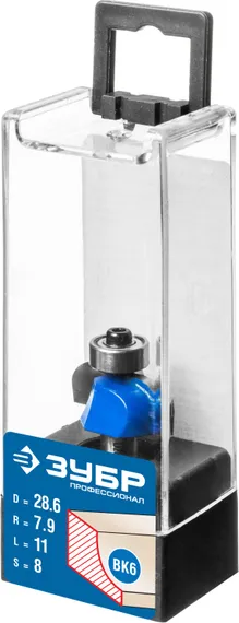 ЗУБР 28.6 x 11 мм, радиус 7.9 мм, фреза кромочная калевочная №2, Профессионал (28702-28.6)