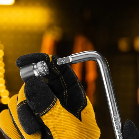 Вороток Г-образный, 150*40 мм, квадрат 1/4", CrV, матовый хром Denzel