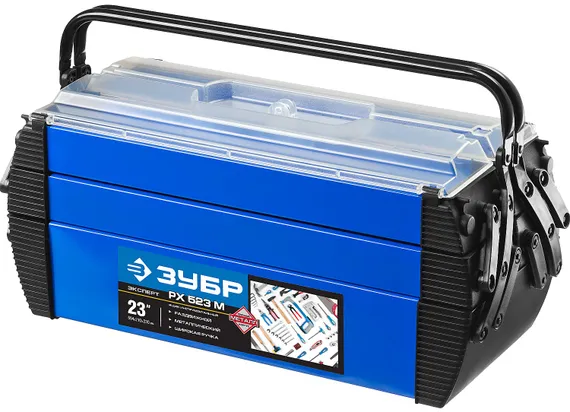 ЗУБР ДОКА, 594 х 210 х 230 мм, (23.5″), Металлический ящик для инструментов, Профессионал (38163-23)