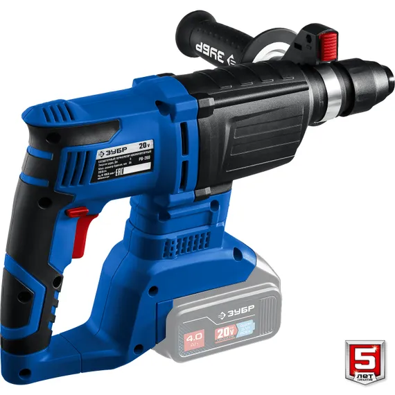 Перфоратор аккумуляторный бесщеточный, ЗУБР Т7, 20 В, 26 мм, без АКБ, Профессионал (PB-260)
