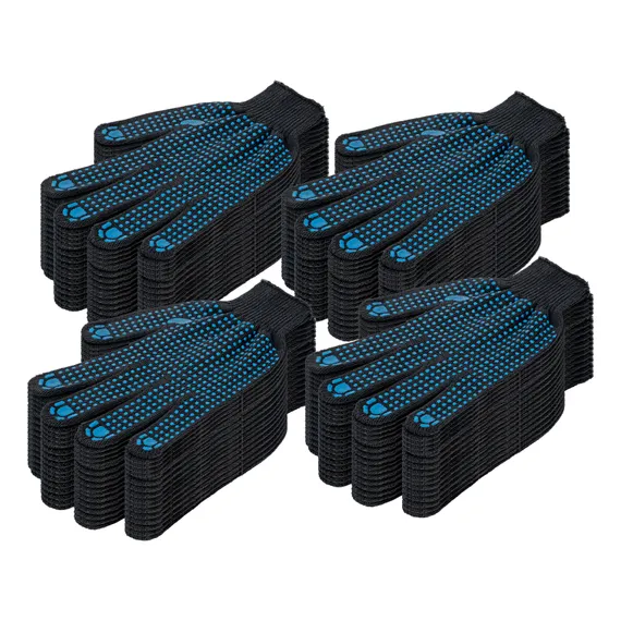 Перчатки трикотажные, х/б, 200 пар, ПВХ точка, 4 нити, 10 класс Сибртех