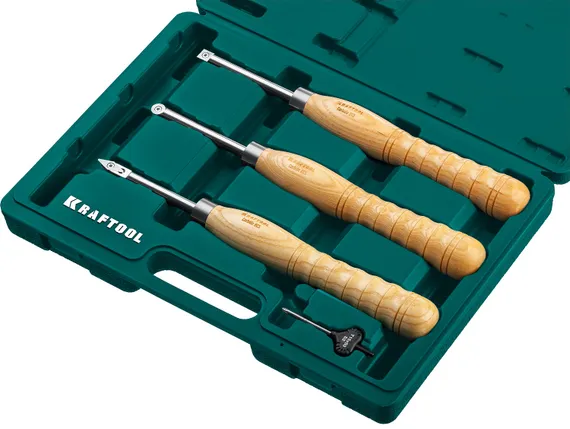 KRAFTOOL Precision-3, 3 предм., набор ручных резцов по дереву (18369)