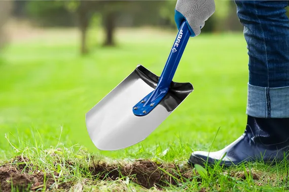 ЗУБР Артель-НС, 280 х 190 х 1200 мм, полотно 2 мм, нержавеющая сталь, закалено, стальной изогнутый черенок, штыковая лопата, Профессионал (4-39406)