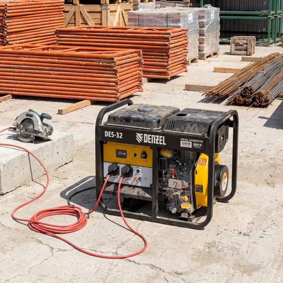 Генератор дизельный DES-32, 3,2 кВт, 230 В, 11 л, ручной стартер Denzel