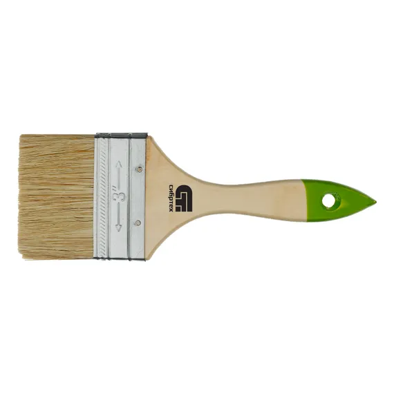 Кисть плоская 75 мм, натуральная щетина, деревянная ручка Сибртех