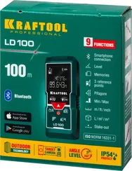 Лазерный дальномер KRAFTOOL LD-100, 5 см - 100 м, (34765)