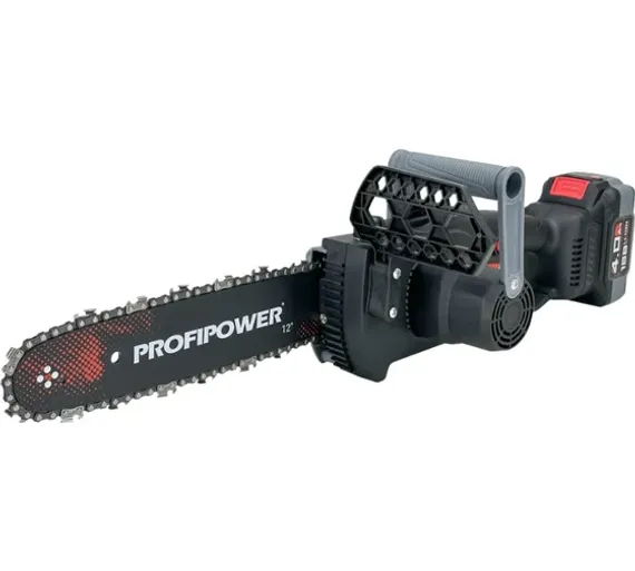 Аккумуляторная бесщеточная цепная пила PROFIPOWER MKDUC-20V (20В,Li-ion-1шт, 4.0Ач, шина 12", 0-4000об/мин, цепь 3/8, 45 звеньев, З/У, в коробке)E0114M1