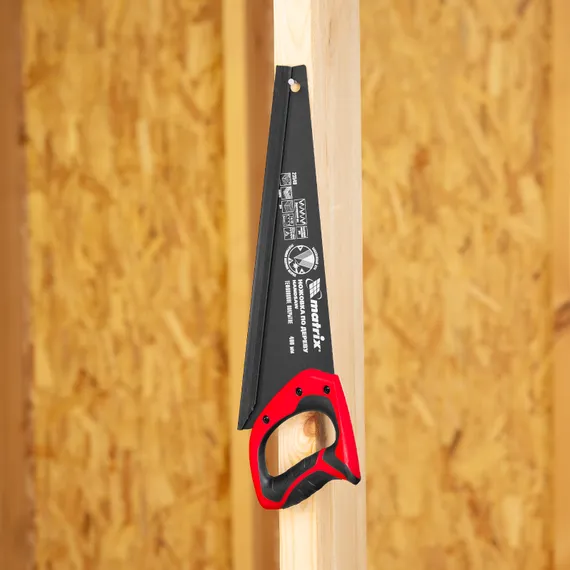 Ножовка по дереву, 400 мм, 7-8 TPI, зуб-3D, каленый зуб, тефлоновое покрытие полотна, двухкомпонентная рукоятка Matrix