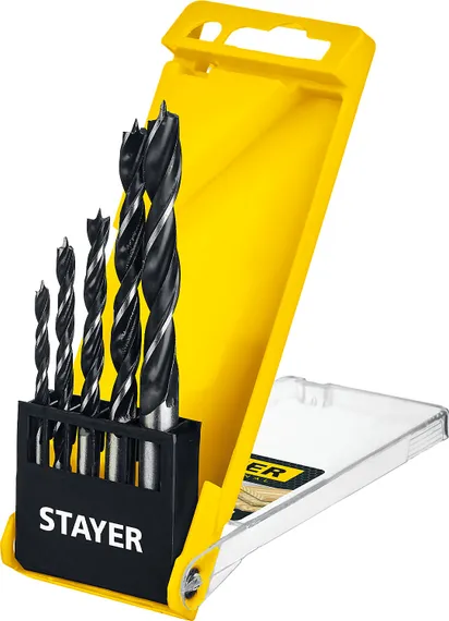 STAYER M-type, 5 шт: 4-5-6-8-10 мм, набор сверл спиральных по дереву (2942-H5)