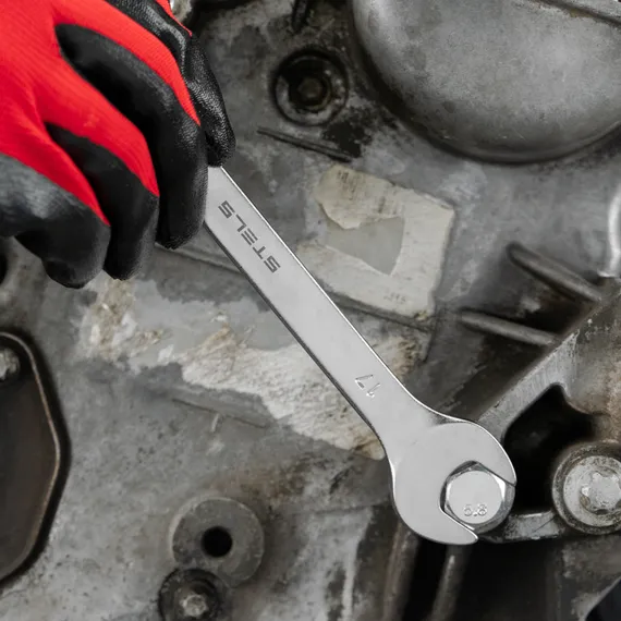 Ключ комбинированный, 17 мм, CrV, матовый хром Stels