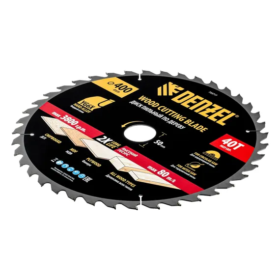 Пильный диск по дереву ф400 х 50 мм, 40 зубьев Denzel