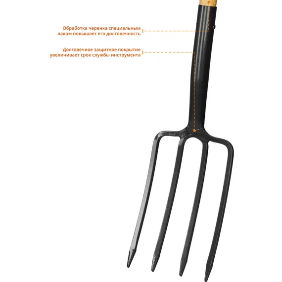 GRINDA 280 x 180 x 1500 мм, антикор. покрытие, деревянный черенок, вилы садовые, PROLine (39725)