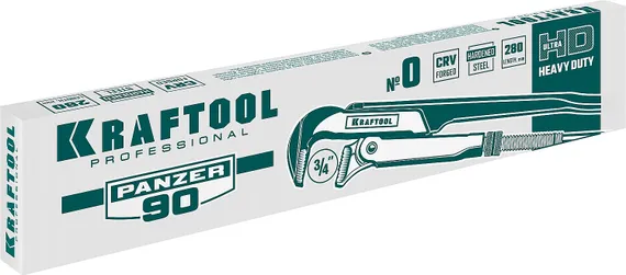 KRAFTOOL PANZER-90, №0, 3/4″, 280 мм, трубный ключ с прямыми губками (2734-05)