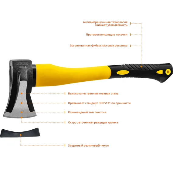 STAYER FIBERGLASS, 1000/1500 г, 380 мм, кованый топор-колун, Professional (20623-10)