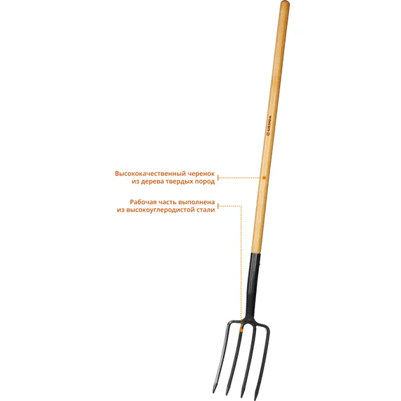 GRINDA 280 x 180 x 1500 мм, антикор. покрытие, деревянный черенок, вилы садовые, PROLine (39725)