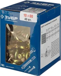 ЗУБР 10 х 60 мм, 40 шт, анкерный болт с кольцом, Профессионал (302392-10-060)