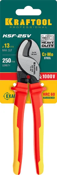 KRAFTOOL KSF-25V, d 13 мм, 250 мм, VDE, 1000 В, усиленный, диэлектрический кабелерез (23334-25V)