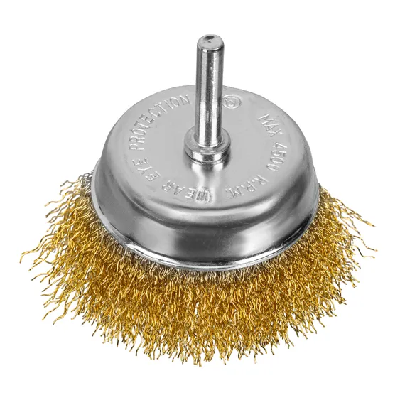 Щетка для дрели, 75 мм, "чашка" со шпилькой, латунированная витая проволока Matrix