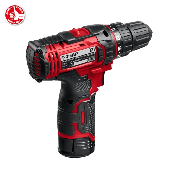 Дрель-шуруповерт, ЗУБР С1-12, 12 В, 30 Н·м, 1 АКБ (2 А·ч), (ДШЛ-125-21)