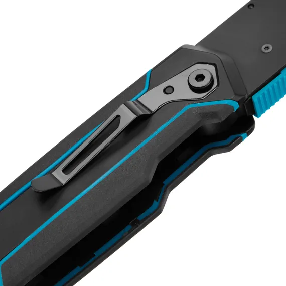 Нож-скребок складной, 19мм, сменное лезвие, SK2, 5 запас. лезвий, алюмин. корпус, клипса GROSS