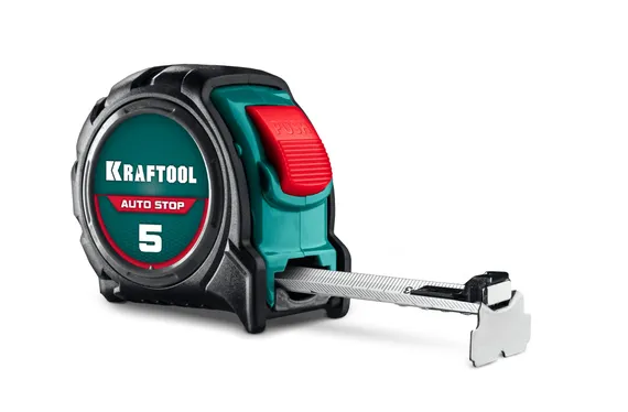 KRAFTOOL AutoStop 5м х 19мм, профессиональная рулетка с автостопом (3412-5-19)